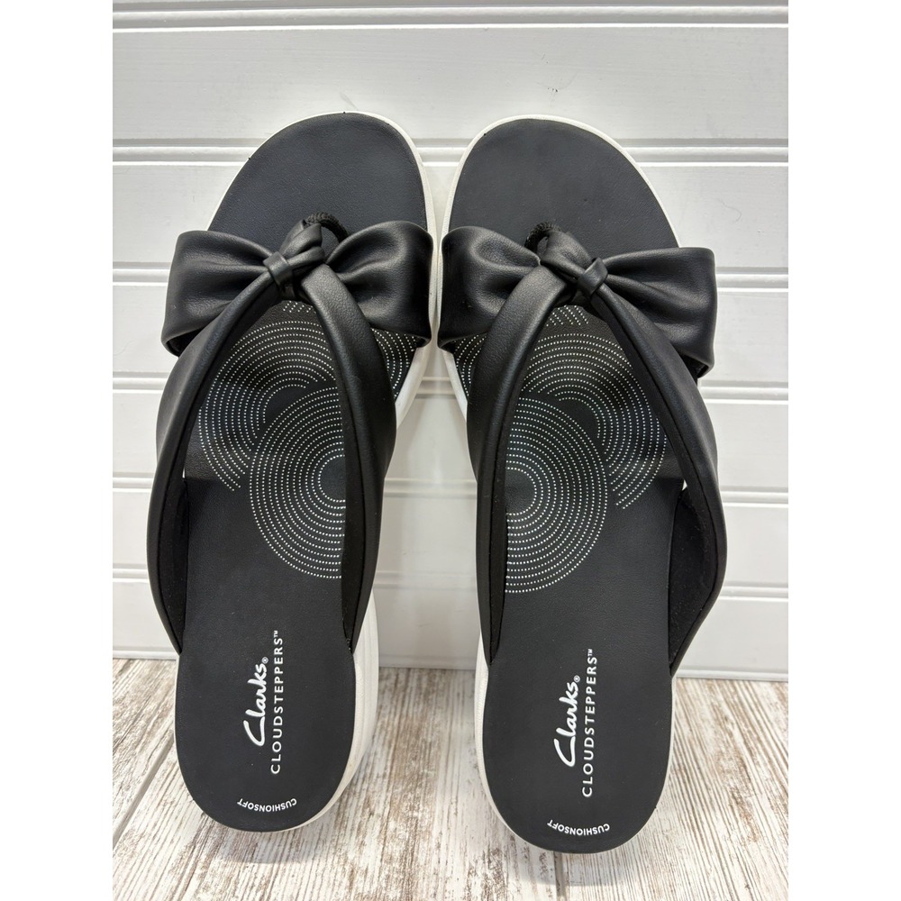 Clarks Cloudsteppers Women's Sz 11 Black White Drift Ave Wedge